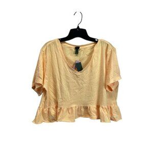 Country Club Chic BCI Women's Short Sleeve V-Neck Ruffled Cropped T-shirt M